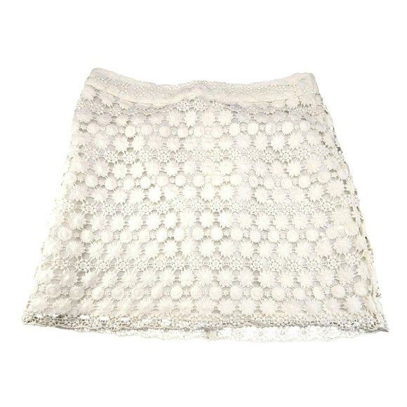 White Lace Mini Skirt By H&M Divided Size 2 Floral Crochet Womens JJ3935 - Picture 1 of 8
